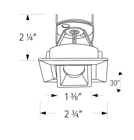 Elco Lighting E1AK22F27B 1" Square Pull Down Recessed Architectural Oak™ Adjustable, Color Temperature 2700K, Lumens 850 lm, Beam Angle 38° All Back