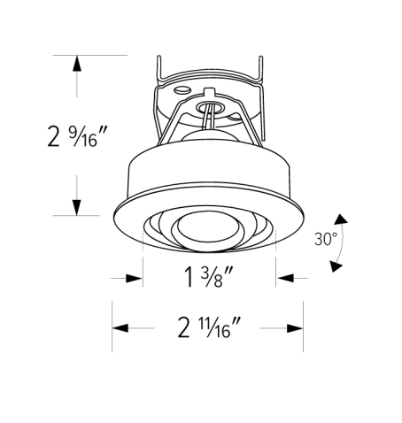 Elco Lighting E1AK32NF27B 1" Round Gimbal Recessed Architectural Oak™ Adjustable, Color Temperature 2700K, Lumens 850 lm, Beam Angle 28° All Black