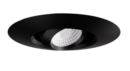 Elco Lighting E1AK32F27B 1" Round Gimbal Recessed Architectural Oak™ Adjustable, Color Temperature 2700K, Lumens 850 lm, Beam Angle 38° All Black