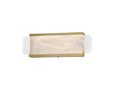 ET2 Contemporary Lighting E24431-112NAB Celine 16" LED Bath Vanity, 560 Lumens, Multi-Color Temperature, Voltage 120-277V, Natural Aged Brass - White Spiral Glass