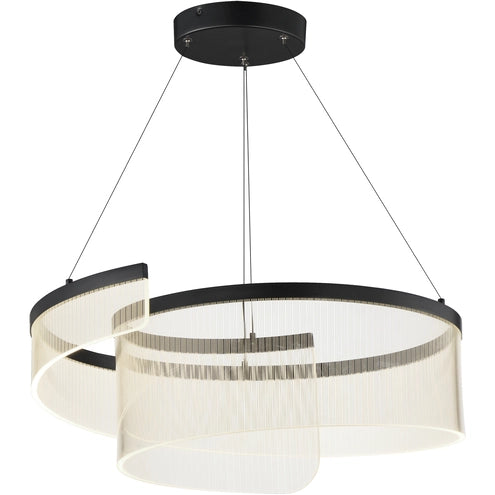 ET2 Contemporary Lighting E24772-133BK Sonata LED 23.5 inch Black Multi-Light Pendant Ceiling Light in Patterned Acrylic