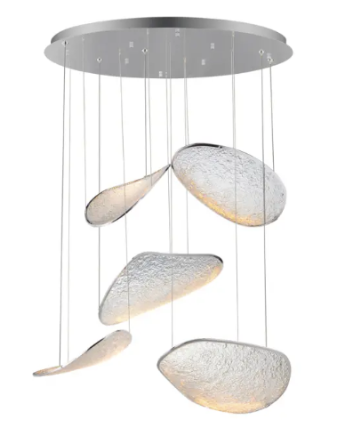ET2 Contemporary Lighting E24975-PC Moonscapes 5 Light LED Pendant, 3,680 Lumens, Color Temperature 3000K, Voltage 120-277V, Polished Chrome