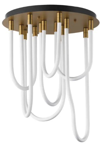 ET2 Contemporary Lighting E24987-NAB Soleil 7-Light LED Round Flush Mount, 3,300 Lumens, Color Temperature 3000K, Voltage 120-277V, Natural Aged Brass Finish