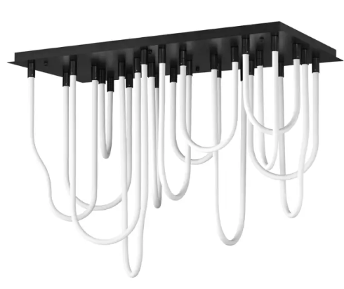 ET2 Contemporary Lighting E24989-BK Soleil 14-Light LED Square Flush Mount, 6,100 Lumens, Color Temperature 3000K, Voltage 120-277V, Black