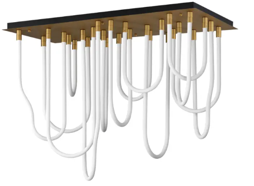 ET2 Contemporary Lighting E24989-NAB Soleil 14-Light LED Square Flush Mount, 6,100 Lumens, Color Temperature 3000K, Voltage 120-277V, Natural Aged Brass Finish