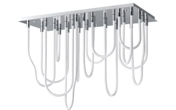 ET2 Contemporary Lighting E24989-PC Soleil 14-Light LED Square Flush Mount, 6,100 Lumens, Color Temperature 3000K, Voltage 120-277V, Polished Chrome Finish
