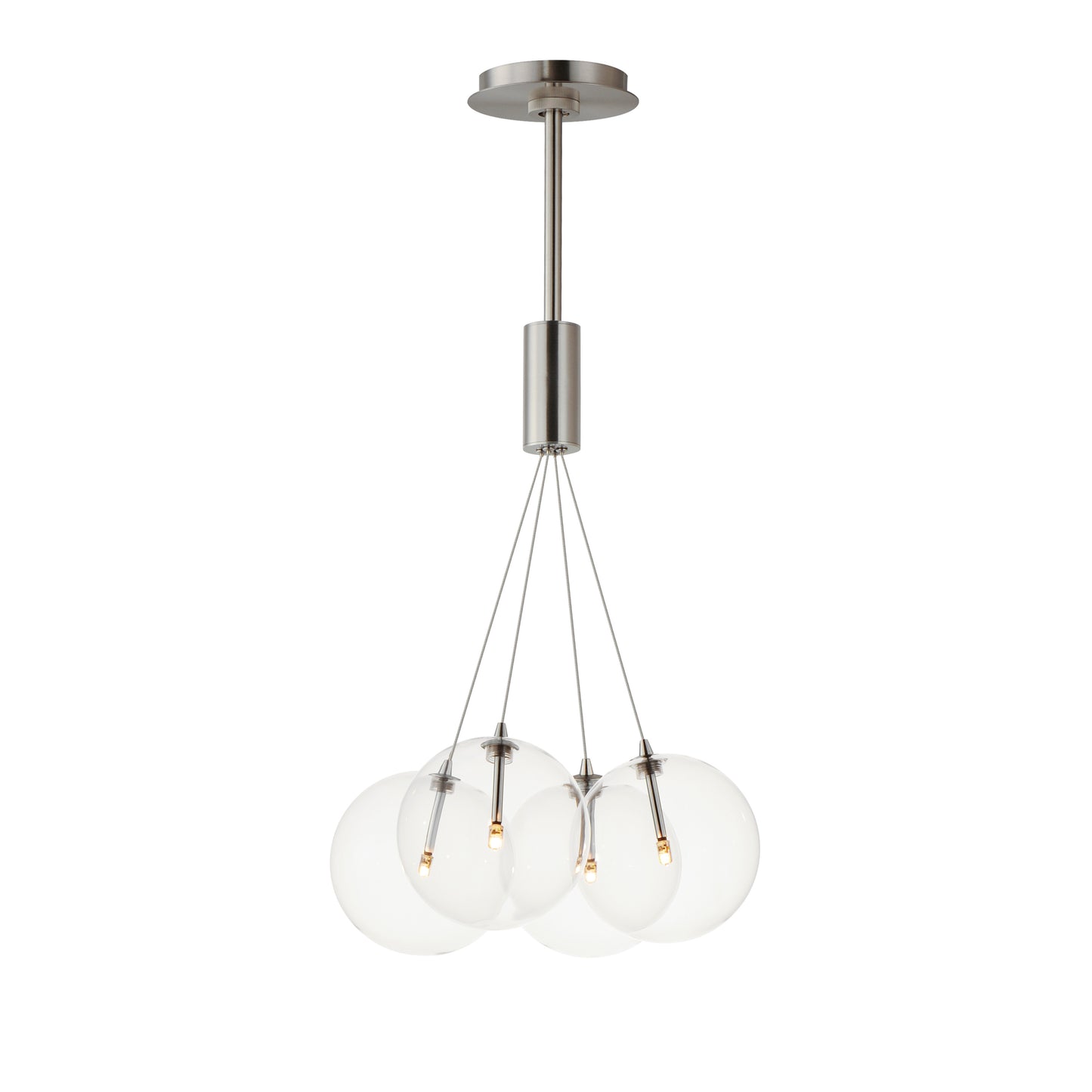 ET2 Contemporary Lighting E25084-18SN Burst 17" 4-Light LED Pendant Ceiling Light - Color Temperature: 3000K - Shade Color: Clear - Finish: Satin Nickel