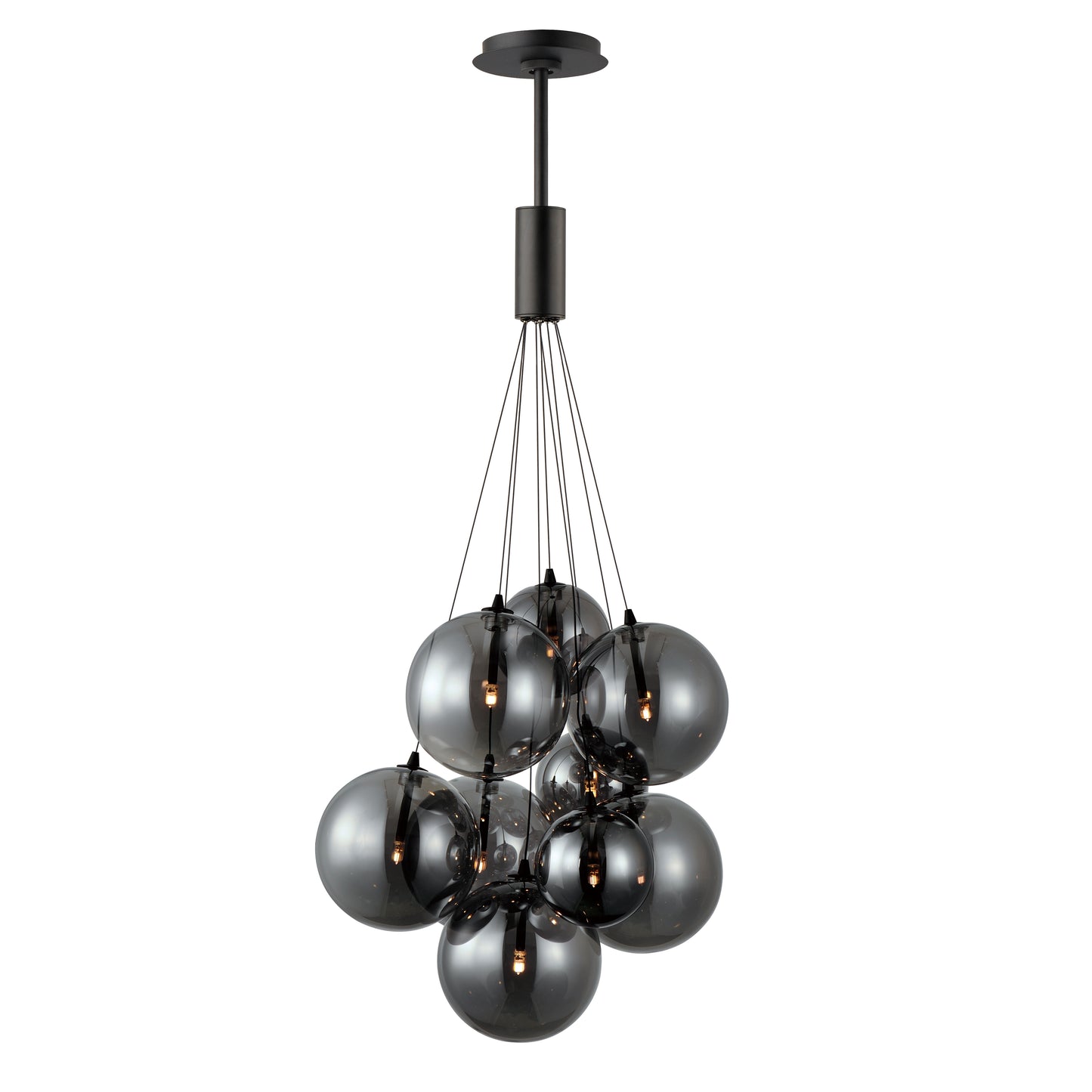 ET2 Contemporary Lighting E25087-142BK Burst 20" 9-Light LED Pendant Ceiling Light - Color Temperature: 3000K - Shade Color: Smoke - Finish: Black