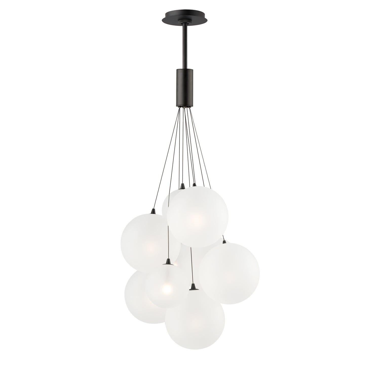 ET2 Contemporary Lighting E25087-54BK Burst 20" 9-Light LED Pendant Ceiling Light - Color Temperature: 3000K - Shade Color: Frosted - Finish: Black