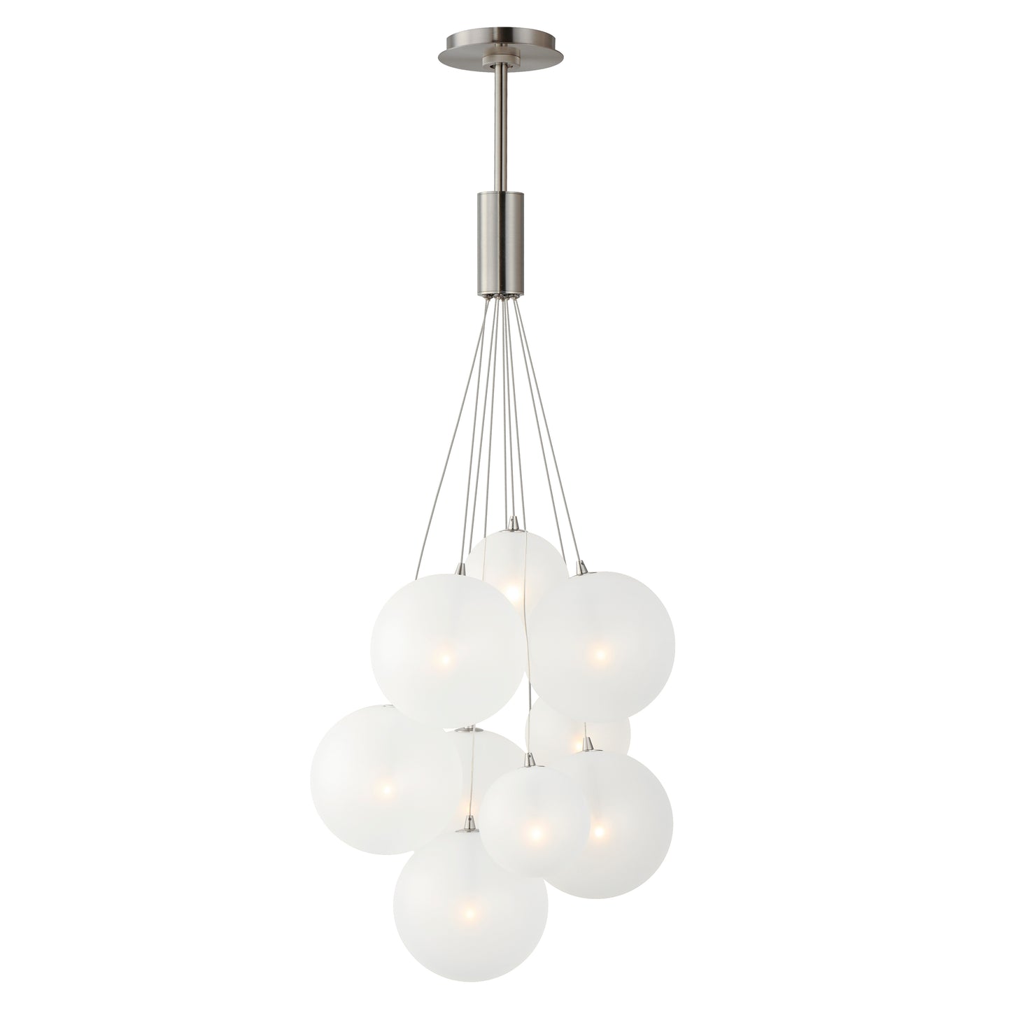 ET2 Contemporary Lighting E25087-54SN Burst 20" 9-Light LED Pendant Ceiling Light - Color Temperature: 3000K - Shade Color: Frosted - Finish: Satin Nickel