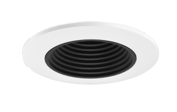 Elco Lighting E2L14FSDB 2" Round Baffle Teak™ LED Light Engine, Wattage 10.5-12.5, Color Temperature Sunset, Lumens 800-1000 lm, Beam Angle 38° Black with White Trim