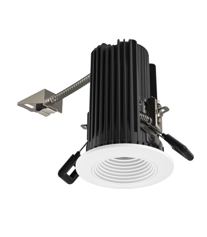 ELCO Lighting E2L14WFSDW 2" Round Baffle Teak™ LED Light Engine , 10.5 To 12.5 Watts , Sunset , 800-1000lm , 60 Deg , All White Finish