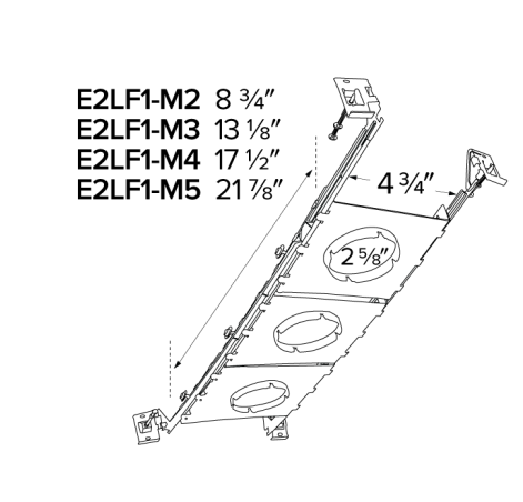 Elco Lighting E2LF1-M4 New Construction Multiple Frame for 2" Recessed, 4 Set - Total length of frames: 17 1/2"