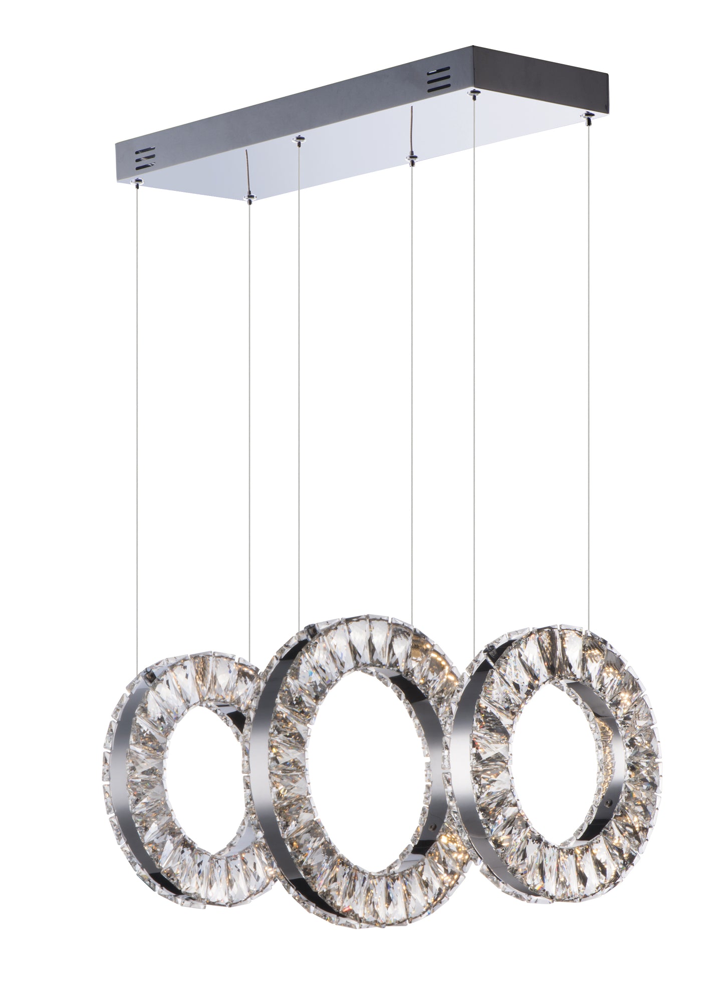ET2 Contemporary Lighting E30563-20PC 20" Charm 3-Light Polished Chrome Linear Pendant Ceiling Light