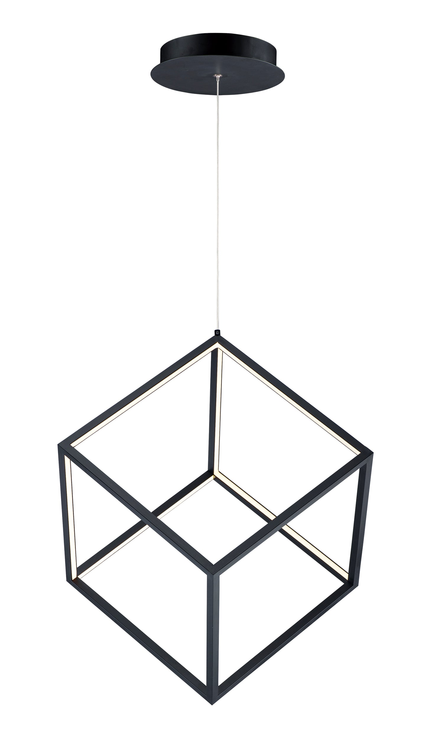 ET2 Contemporary Lighting E30582-BK 20" Square Polished Chrome Single Pendant Ceiling Light