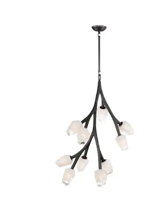 ET2 Contemporary Lighting E32798-93BK Blossom 10-Light LED Pendant, Color Temperature 3000K, 4,000 Lumens, Voltage 120V, Black Finish