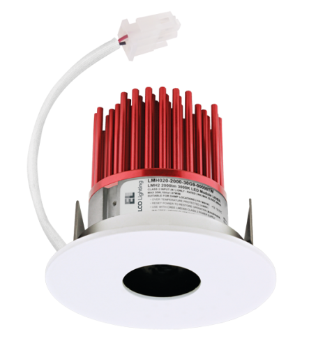 Elco Lighting E329C1027B2 3" LED Light Engine with Pinhole Trim, Wattage 11W, Color Temperature 2700K, Lumens 1000 lm, Beam Angle 60°, Black with White Trim