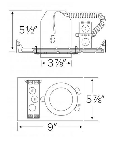 Elco Lighting E3LC08ICA2-EM1 3 Inches IC Airtight Single Wall Housing with Driver, Voltage 120V, Dimming Triac/ELV , Emergency Battery Backup