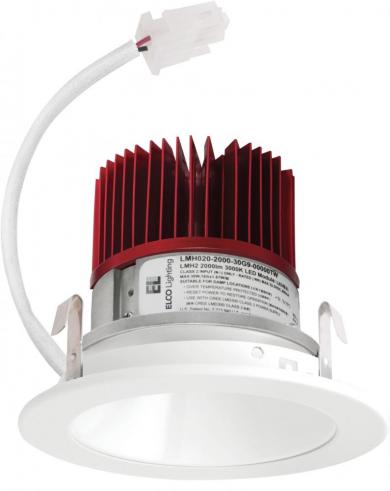 Elco Lighting E410C0827B2 4" LED Light Engine with Reflector Trim, 850 lm, 2700K CCT, Beam Angle 60°, Generation 2, Black with White Trim
