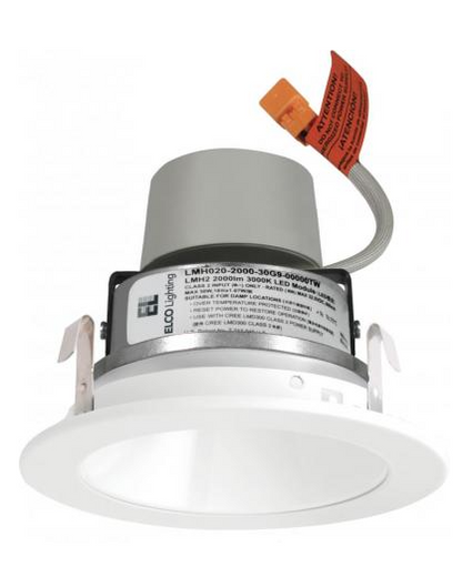 ELCO Lighting E410R0830C 4" LED Module & Driver with Reflector Trim 11.4W, 850lm , 3000K, Chrome with White Trim Finish