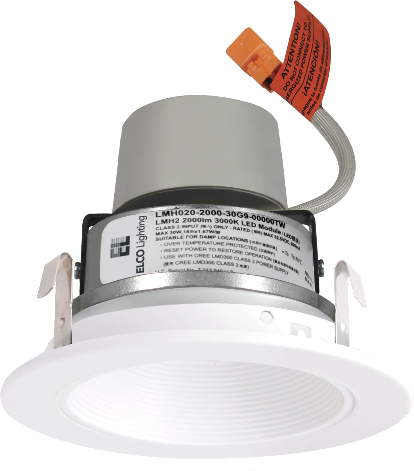 ELCO Lighting E414R08SDB 4 Inch LED Module Driver Baffle Trim 850lm Sunset¹ 60° Black White Trim