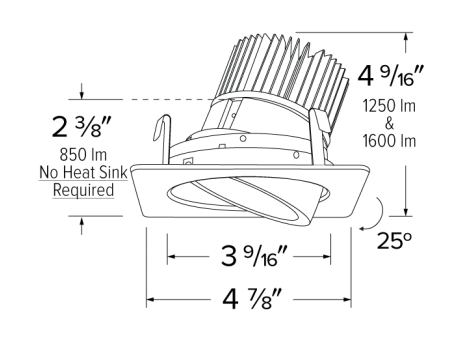 Elco Lighting E428C1230W2-F 4 Inches Square Adjustable Light Engine, Lumens 1250 lm,Color Temperature 3000K, All White Finish, Beam Angle 38°