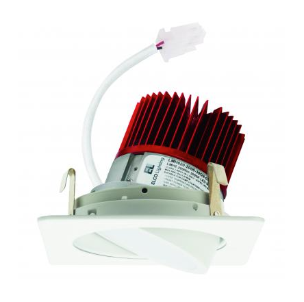 Elco Lighting E428C1230W2-F 4 Inches Square Adjustable Light Engine, Lumens 1250 lm,Color Temperature 3000K, All White Finish, Beam Angle 38°