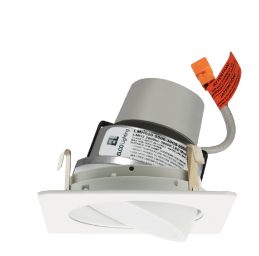 Elco Lighting E428R0830BB 4" Square LED Module & Driver with Adjustable Trim, CCT 3000K, Lumens 850 lm, Beam Angle 60 Degree, All Black