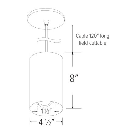 Elco Lighting E429PW-1130 4" Koto Sylo™ Adjustable Pendant, Color Temperature 3000K, Lumens 1150 lm, Dimming Triac/ELV, Beam Angle 38° All White