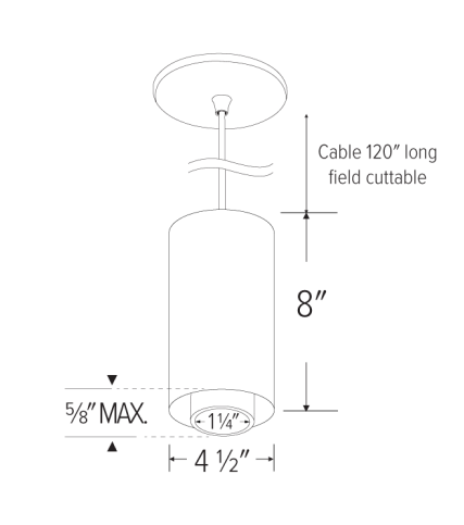 Elco Lighting E42PW-0730-FC 4″ Sylo™ Pendant with Koto™ Focus Module, Color Temperature 3000K, Lumens 800 lm, Adjustable Beam Angle 18° - 50°, All White