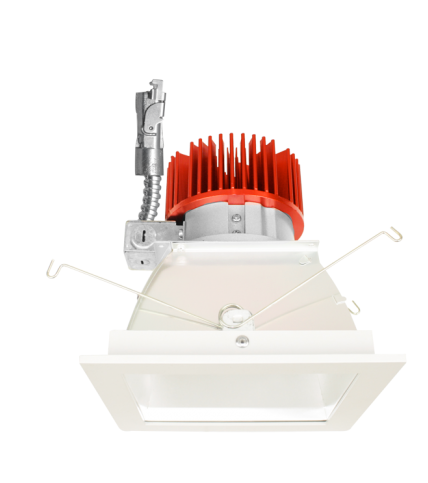 ELCO Lighting E440L1240H 4" Square Reflector LED Light Engine Trims 12.8W , 4000K, 1250lm, Haze with White Trim Finish