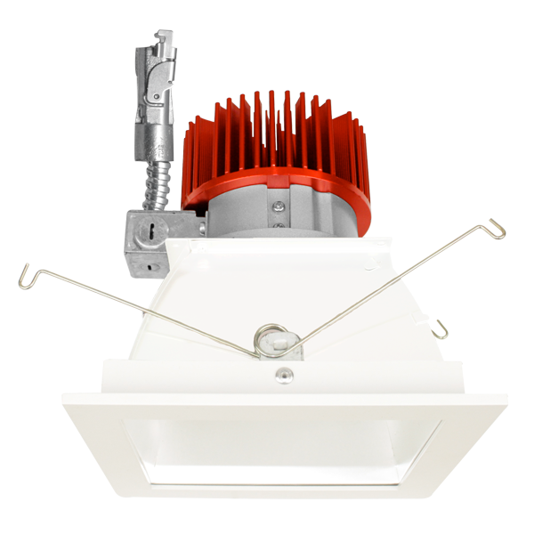Elco Lighting E440L1627W2-F 4" Square Reflector LED Light Engine Trims, Lumens 1600lm, Color Temperature 2700K, All White Finish, Beam Angle 38º