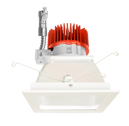 Elco Lighting E440L2027H2 4" Square Reflector LED Light Engine Trims, Wattage 21.6W, Color Temperature 2700K, Lumens 2000 lm, Haze with White Trim