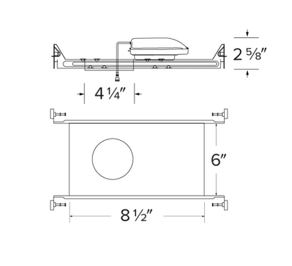 Elco Lighting E4KCL10IC 4" Canless Koto™ IC New Construction Frame, Lumens 950 lm, Wattage 11.9, Dimming Triac/ELV