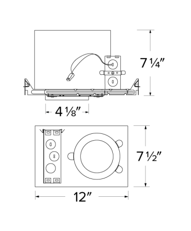 Elco Lighting E4LC16ICAD2-EM2 4" Cedar System New Construction IC Airtight Housing w/Driver, Lumens 1600 lm, Voltage 120-277V, Dimming Triac/ELV/0-10V, Emergency Backup to 1100 lm