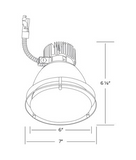 Elco Lighting E612L0827W2 6" LED Light Engine with Drop Glass Trim, Wattage 8.8W, Color Temperature 2700K, Lumens 850 lm, Beam Angle 60°, All White