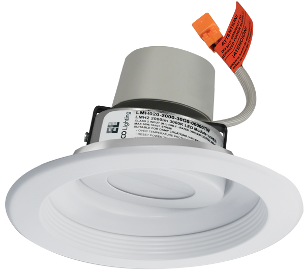 Elco Lighting E616R1230W 6" Round Adjustable Baffle Trim with LED Module & Driver - 15.7W - 3000K - 1250 lm - 120V - Triac/ELV - All White