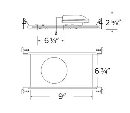 Elco Lighting E6KCL10IC 6" Canless Koto™ IC New Construction Frame, Lumens 950 lm, Wattage 11.9, Dimming Triac/ELV