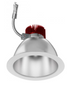 Haze-finished Elco Lighting 8" LED light trim with a white rim and exposed red heat sink.