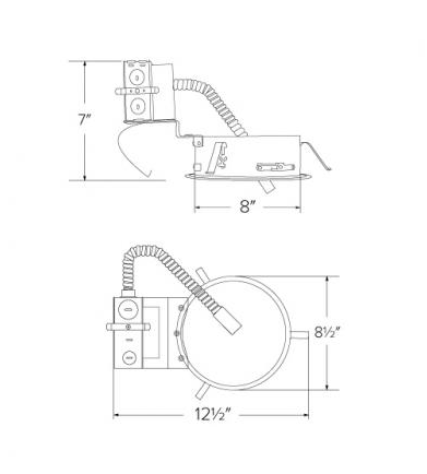 Elco Lighting E8LRU40D2-EM2 8" Remodel Frame with Driver, Lumens 4000 lm, Voltage 120-277V, Gen 2, Dimming Triac/ELV/0-10V, 12W Emer. Backup