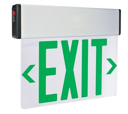 Elco Lighting EDGLIT2RG Double Face LED Edge Lit Exit Sign with Battery Backup - 120/277V