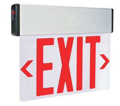 Elco Lighting EDGLIT2RG Double Face LED Edge Lit Exit Sign with Battery Backup - 120/277V