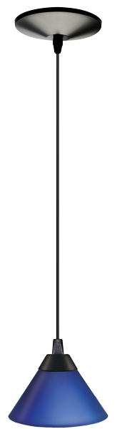Elco Lighting EDL70BL LED Decorative Pendants, Black Cable & Blue Cone Finish