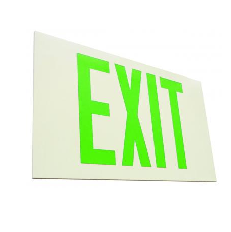 Elco Lighting EE80S Self Illuminating Green Letters Exit Sign