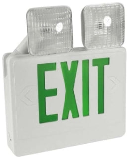 Orbit EECLA-B-G-RC Led Exit & Emergency Combo W/ Adjustable Head Black Housing Green Letters Remote Capable