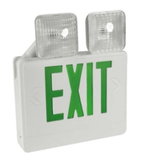 Orbit EECLA-W-G LED Exit & Emergency Combo W/ Adjustable Head White Housing Green Letters