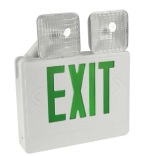 Orbit EECLA-W-G-SDT LED Exit & Emergency Combo W/ Adjustable Head White Housing Green Letters Self Diag