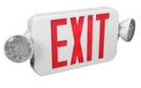 Orbit EECLM-LED-B-G Micro Two Round Head Led Emergency & Exit Combo Black Housing Green Letters