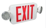 Orbit EECLM-LED-W-R Micro Two Round Head Led Emergency & Exit Combo White Housing Red Letters
