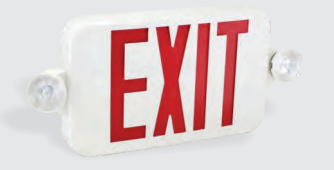 ORBIT EECMPL-W-R Micro Two Round Hd Led Exit & Emergency Combo White Housing Red Letters